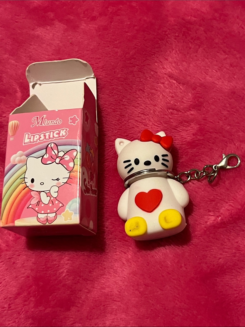 Hello kitty  Keychain Lipstick Holder - White/Red